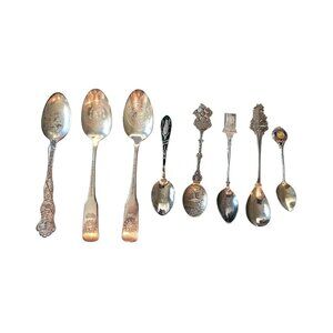 8 Vintage Travel Souvenir Spoons Wallace Holland IS Bicentennial Silverplate USA